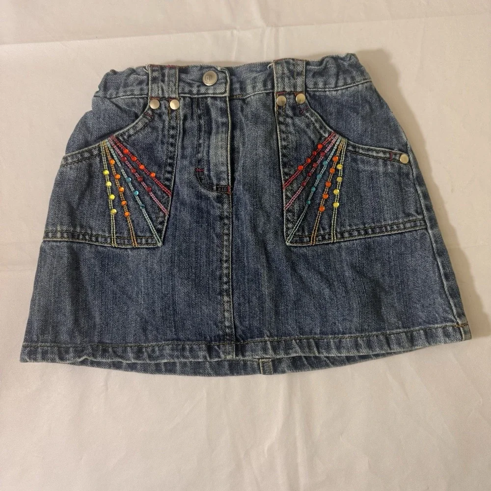 Vintage Gymboree Girls Denim Skirt With‎ Rhinestone Pockets Girls Size 6